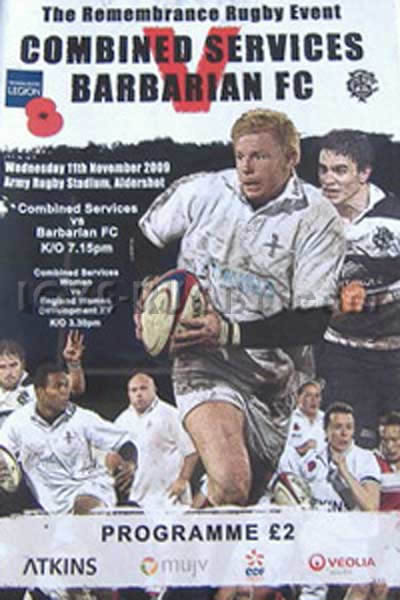 2009 Combined Services v Barbarians  Rugby Programme